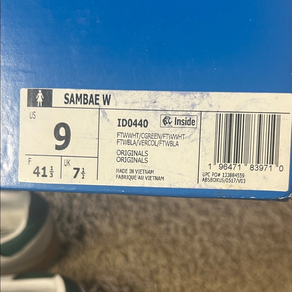 adidas Sambae White and Green Sneakers - Picture 3 of 9